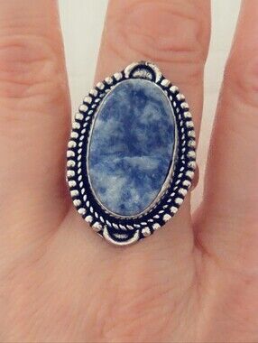 Adjustable Gemstone Statement Ring Overlay Sterling Silver Plated